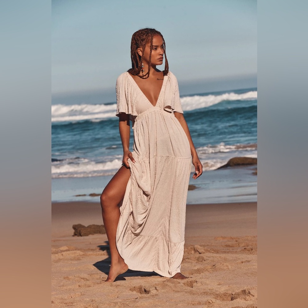 Free People La La Maxi Dress in Salt